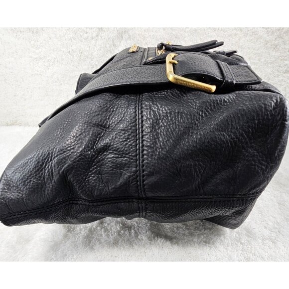 MICHAEL KORS Austin Black Pebble Leather Shoulder Bag Tote Gold Buckle Accents - Picture 7 of 15